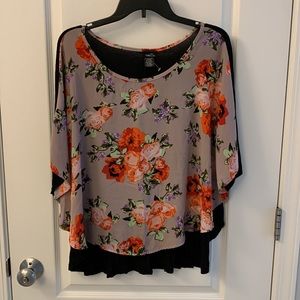 Rue 21 Oversized Half Floral - Half Black Top